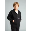 Defacto H9681A8BK81 Siyah Baskılı Kapüşonlu Fermuarlı Cepli Sweatshirt Hırka Erkek Çocuk