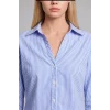 Defacto D4013AXBE60 Mavi Fıtted Bengalin Uzun Kollu Çizgili Mavi Gömlek