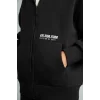 Defacto H9681A8BK81 Siyah Baskılı Kapüşonlu Fermuarlı Cepli Sweatshirt Hırka Erkek Çocuk
