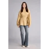 Defacto H8843AXKH473 Haki %100 Pamuk Relax Fıt Gofre Dokulu Uzun Balon Kollu GömlekTunik