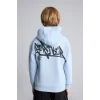 Defacto I0112A8BE523 Mavi Oversize Kapüşonlu Önü Baskılı İçi Yumuşak Tüylü Sweatshirt Erkek Çocuk