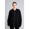 Defacto I2413AXBK81 Siyah Oversıze Kapüşonlu Kalın Sweatshirt Kumaşı Hırka