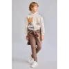 Defacto I0112A8BG74 Bej Oversize Kapüşonlu Önü Baskılı İçi Yumuşak Tüylü Sweatshirt Erkek Çocuk