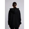 Defacto I2413AXBK81 Siyah Oversıze Kapüşonlu Kalın Sweatshirt Kumaşı Hırka