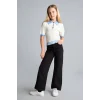 Defacto H9668A8BK27 Siyah %100 Pamuk Wide Leg Düz Paça Cepli Gabardin Pantolon Kız Çocuk