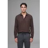 Defacto H5254AXBN192 Kahve Regular Fit Polo Yaka Modal Uzun Kollu Gömlek