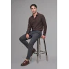 Defacto H5254AXBN192 Kahve Regular Fit Polo Yaka Modal Uzun Kollu Gömlek