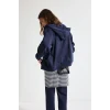 Defacto C1809AXNV251 Lacivert Relax Fıt Kapüşonlu Basıc Düz Kalın Sweatshirt Kumaşı Hırka
