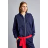 Defacto C1809AXNV251 Lacivert Relax Fıt Kapüşonlu Basıc Düz Kalın Sweatshirt Kumaşı Hırka