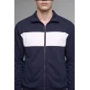 Defacto I0631AXNV146 Lacivert Boxy Fit Polo Yaka Fermuarlı Şeritli Sweatshirt Hırka