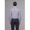 Defacto D6003AXWT34 Beyaz Modern Fit Polo Yaka Çizgili Kırışık Dokulu Uzun Kollu Gömlek