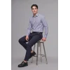 Defacto D6003AXWT34 Beyaz Modern Fit Polo Yaka Çizgili Kırışık Dokulu Uzun Kollu Gömlek