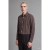 Defacto I1993AXBN151 Kahve Regular Fit Klasik Yaka Dikey Çizgili Pamuklu Uzun Kollu Gömlek