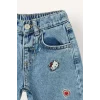 Defacto I1183A5NM28 Mavi Hello Kitty Nakışlı Beli Lastikli Barrel Fit Geniş Paça Jean Pantolon Kız Bebek