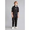 Defacto H9606A8BK81 Siyah Oversıze Uzun Kollu Dik Yaka Pamuklu Baskılı Siyah Sweatshirt Erkek Çocuk