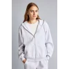 Defacto C1809AXGR93 Gri Relax Fit Kapüşonlu Cepli Basıc Fermuarlı Sweatshirt