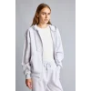 Defacto C1809AXGR93 Gri Relax Fit Kapüşonlu Cepli Basıc Fermuarlı Sweatshirt