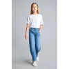 Defacto H6242A8NM39 Mavi Beli Lastikli Wide Leg Jean Pantolon Kız Çocuk