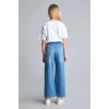 Defacto H6242A8NM39 Mavi Beli Lastikli Wide Leg Jean Pantolon Kız Çocuk