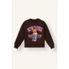 Defacto I4157A8BN267 Kahve Relax Fit Bisiklet Yaka Ayıcık Baskılı Sweatshirt Kız Çocuk