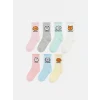 LCW Kids Pembe Baskılı Kız Çocuk Soket Çorap 7li Paket