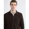 LCWAIKIKI Classic Kahverengi Polo Yaka Erkek Sweatshirt