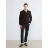 LCWAIKIKI Classic Kahverengi Polo Yaka Erkek Sweatshirt