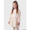 LCW Kids Ekru Bisiklet Yaka Çiçekli Kız Çocuk Elbise