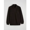 LCWAIKIKI Classic Kahverengi Polo Yaka Erkek Sweatshirt