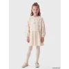 LCW Kids Ekru Bisiklet Yaka Çiçekli Kız Çocuk Elbise
