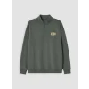LCW Kids Yeşil Dik Yaka Baskılı Erkek Çocuk Kalın Sweatshirt