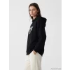 LCW Modest Siyah Kapüşonlu New York Baskılı Kadın Sweatshirt Tunik