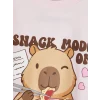 LCW Kids Pembe Bisiklet Yaka Baskılı Kız Çocuk Pijama Takım