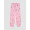 LCW Kids Pembe Bisiklet Yaka Baskılı Kız Çocuk Pijama Takım