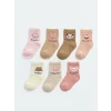 LCW baby Pembe Hayvan Baskılı Kız Bebek Soket Çorap 7li Paket