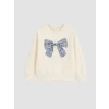 LCW Kids Ekru Fiyonklu Kız Çocuk Kalın Sweatshirt