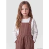 LCW Kids Kahverengi Çizgili Kız Çocuk Salopet Elbise