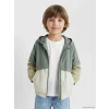 LCW Kids Haki Kapüşonlu Renk Bloklu Erkek Çocuk Yağmurluk