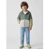 LCW Kids Haki Kapüşonlu Renk Bloklu Erkek Çocuk Yağmurluk