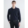 LCWAIKIKI Classic Lacivert Polo Yaka Erkek Sweatshirt