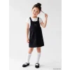 LCW Kids Siyah Fiyonk Ve Taşlı Kız Çocuk Jean Salopet Elbise