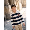 LCW Kids Lacivert Polo Yaka Çizgili Nakışlı Erkek Çocuk Tişört
