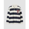 LCW Kids Lacivert Polo Yaka Çizgili Nakışlı Erkek Çocuk Tişört