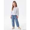LCW Kids İndigo Nakışlı Balloon Fit Kız Çocuk Jean Pantolon