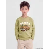 LCW Kids Haki Araba Baskılı Erkek Çocuk Tişört