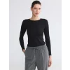 LCW EVERYDAY Siyah Bisiklet Yaka Soft Touch Kadın Tişört
