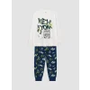 LCW Kids Ekru New York Baskılı Erkek Çocuk Pijama Takım