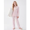 LCW Kids Pembe Gömlek Yaka Kız Çocuk Pijama Takım