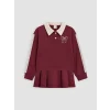 LCW Kids Bordo Polo Yaka Nakışlı Kız Çocuk Takım