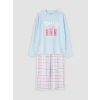 LCW Kids Mavi Bisiklet Yaka Kız Çocuk Pijama Takım